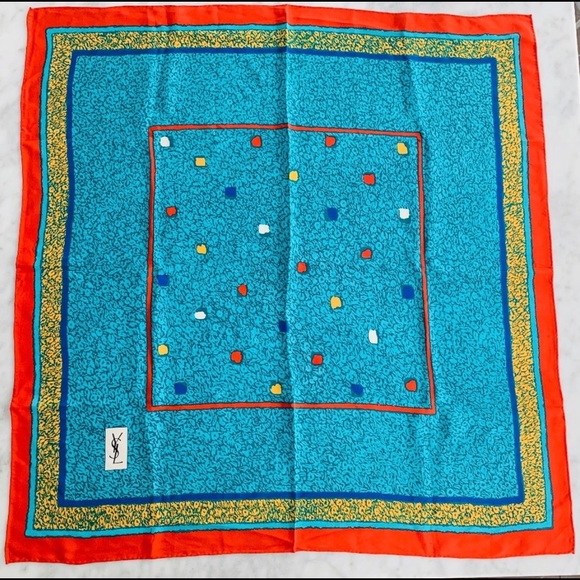 Vintage YSL Silk Scarf Abstract Color Block Silk - Picture 3 of 6